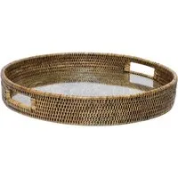 Round Serving Tray - Brown, Rattan alternate view