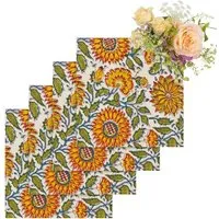 4-Piece Table Napkin Set - Yellow, Cotton alternate view