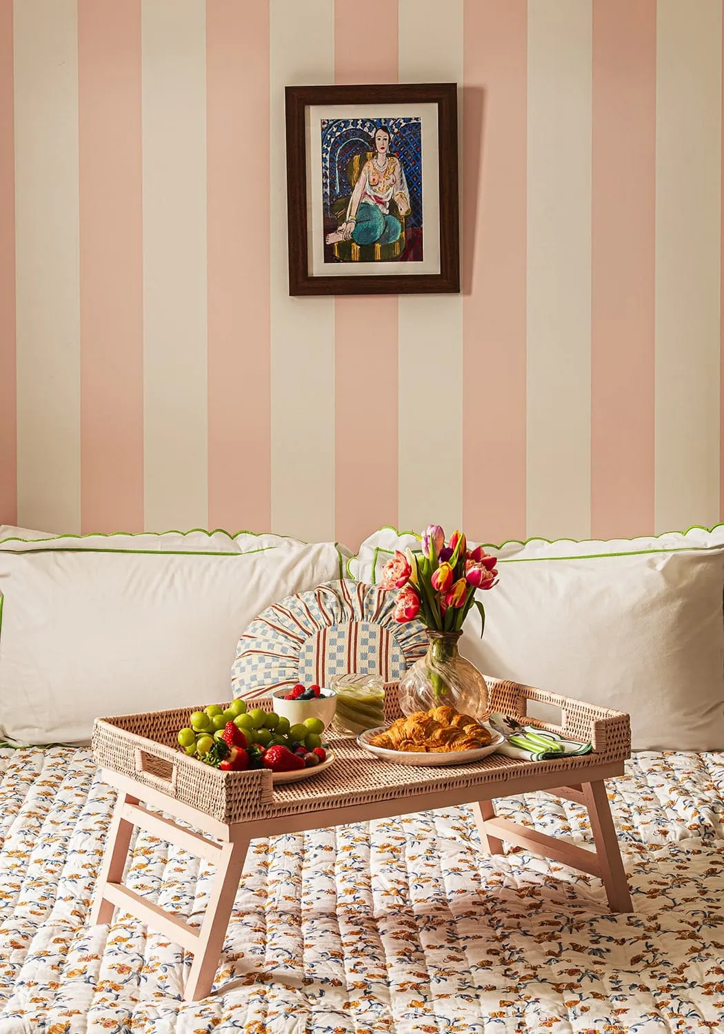 Rattan Island Breakfast Tray - Pink, Rattan product
