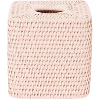 Tissue Box Cover with Rounded Corners - Pink, Rattan alternate view