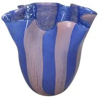 Striped Scalloped Vase - Blue, Glass alternate view