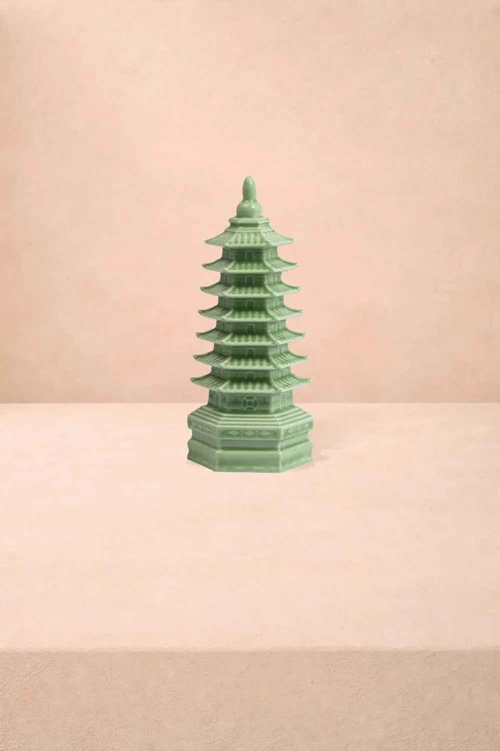 Pagoda Decorative Figurine - Green, Ceramic product