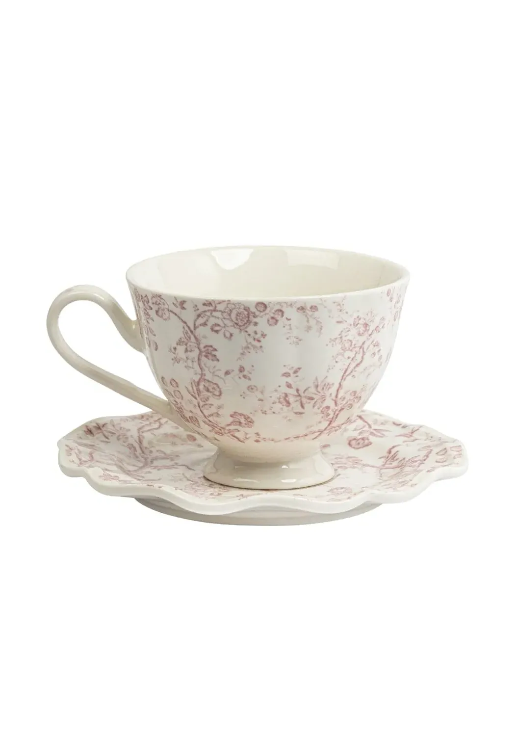 6-Piece Tea Set with Plates - Pink, Ceramic