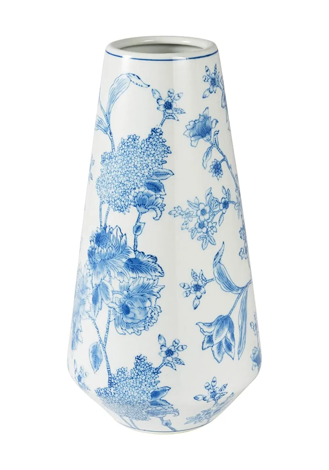 Beaker Vase with Floral Design - Blue, White image