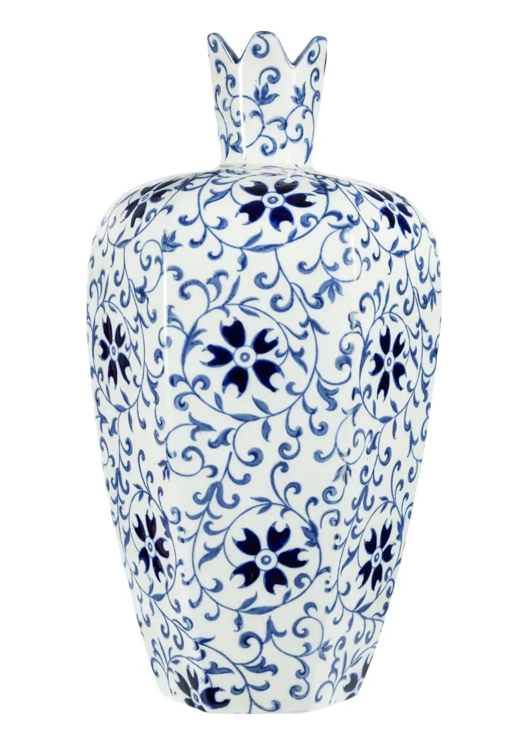 Bottle Vase with Floral Motifs - Blue, Porcelain image