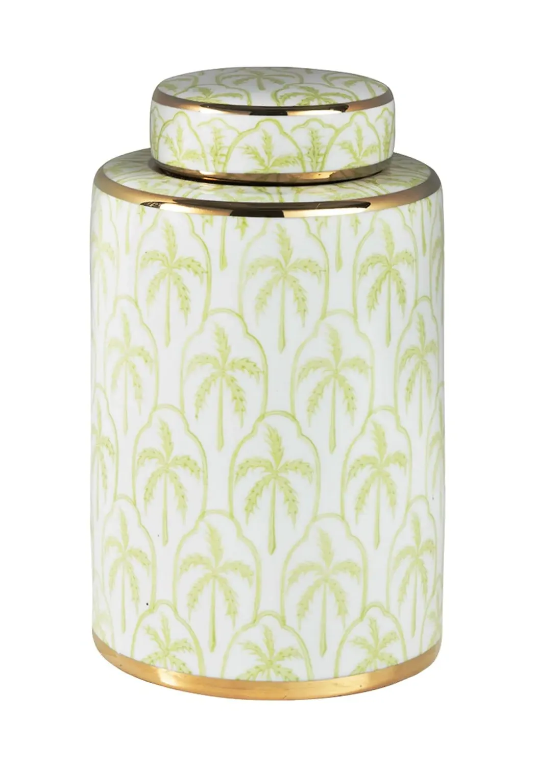 Large Storage Canister with Leaf Pattern - White