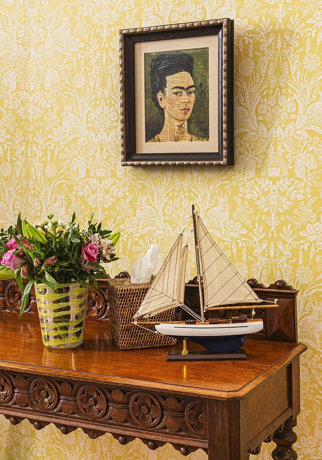 Sailboat Model with Rigging - Blue, Wood image