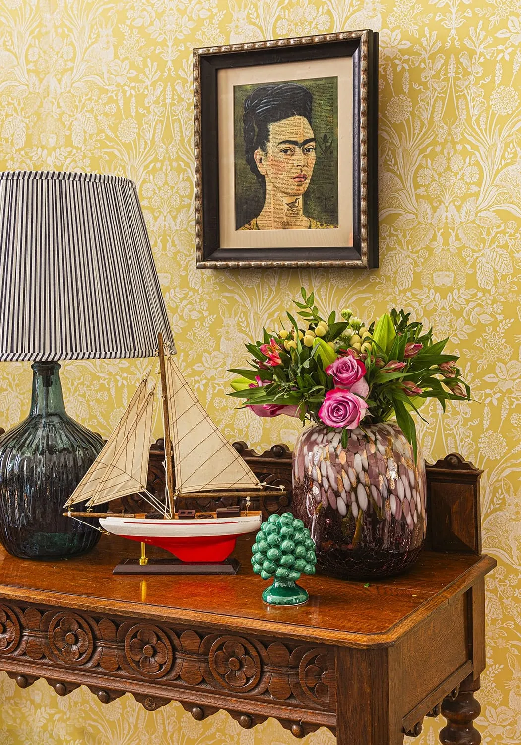 Sailboat Model with Rigging - Red, Wood