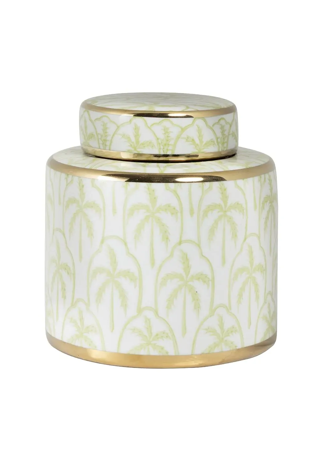 Small Storage Canister with Leaf Pattern - White image