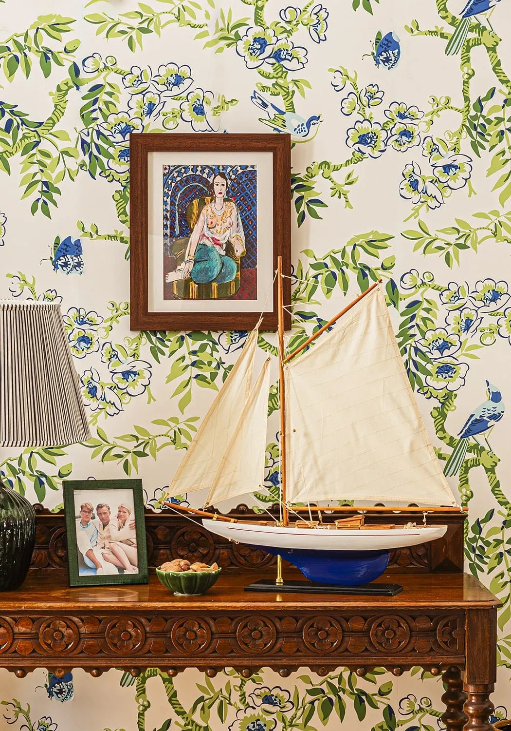 Twin-Masted Schooner Model - White, Wood image