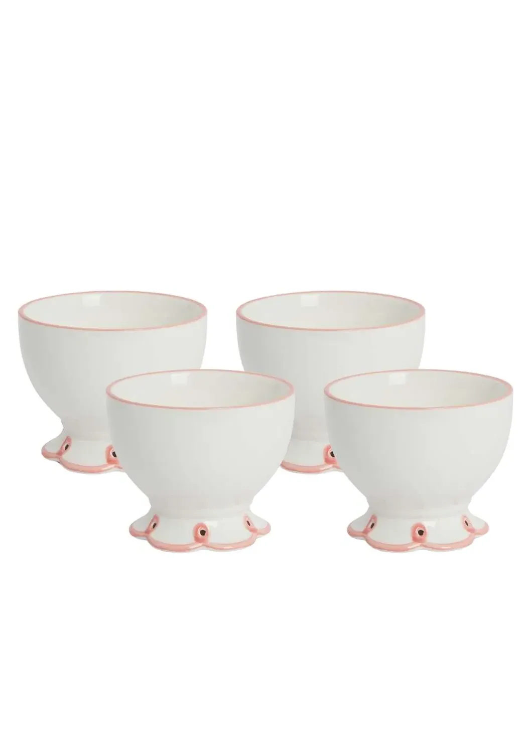 Scalloped Nibbles Bowls Set of 4 - Pink, Porcelain