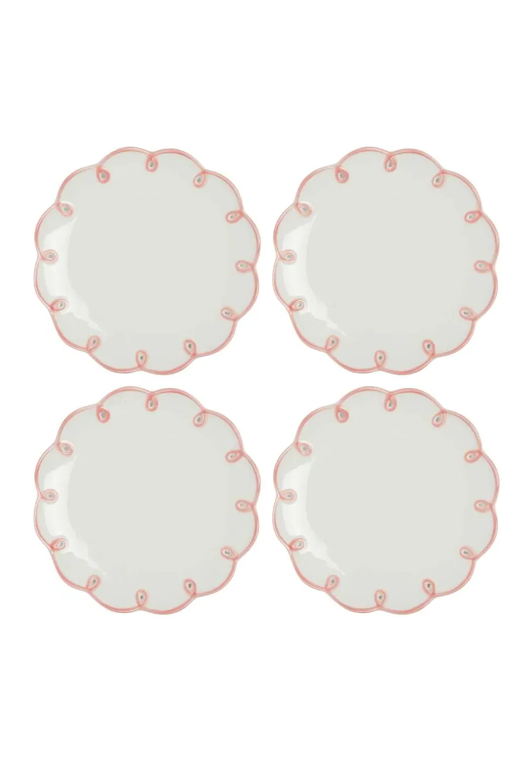 Scalloped Side Plates Set of 4 - Pink, Ceramic image