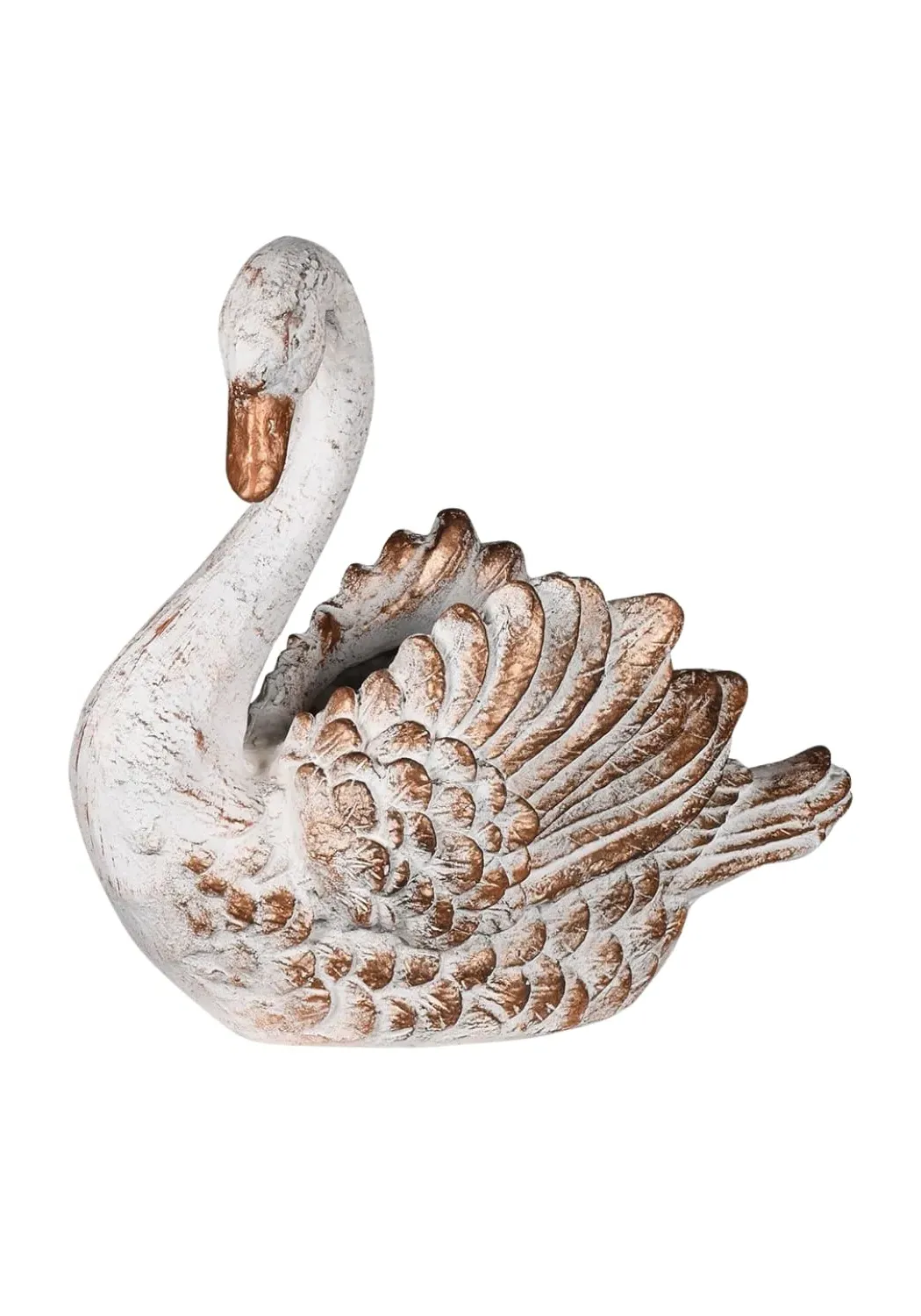 Swan Vase Distressed Finish - White, Gold image