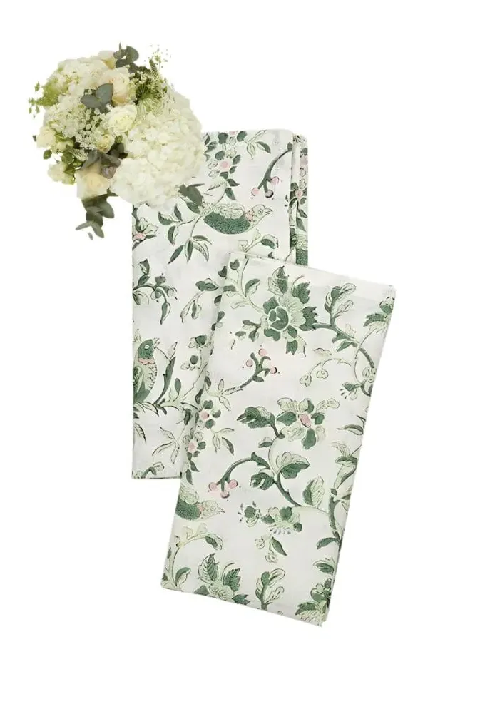 2-Piece Napkin Set with Floral Print - Linen