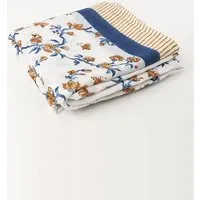 Block Printed Linen Tablecloth - Black, Linen alternate view