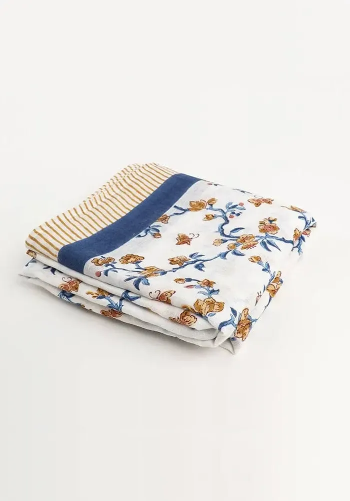 Block Printed Linen Tablecloth - Black, Linen product