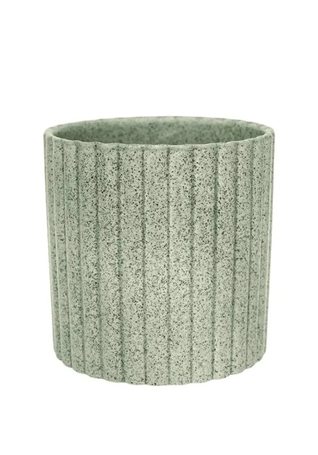 Indoor Plant Pot with Ribbed Design - Grey, Stoneware image