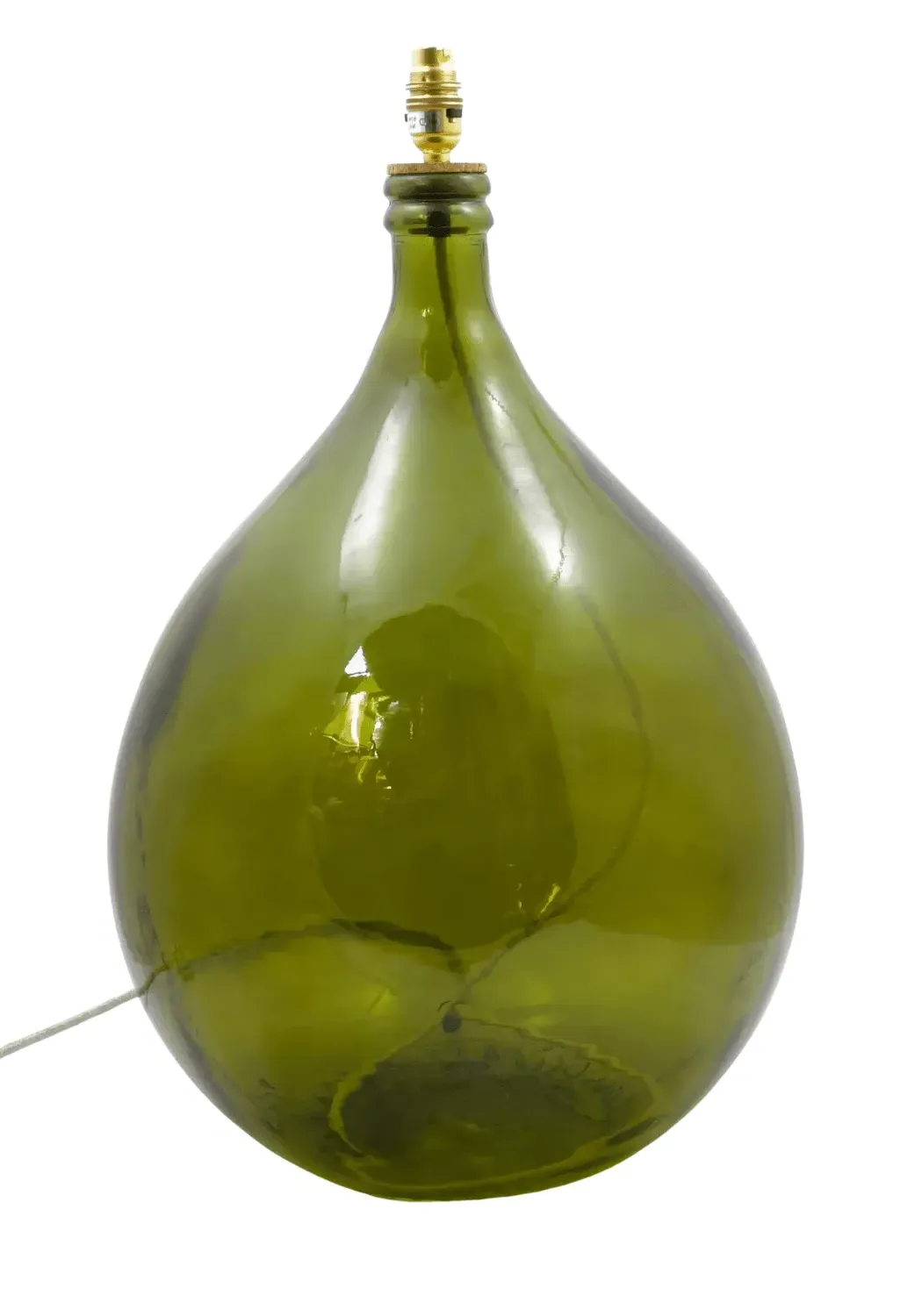 Carboy Lamp Base - Green, Recycled Glass