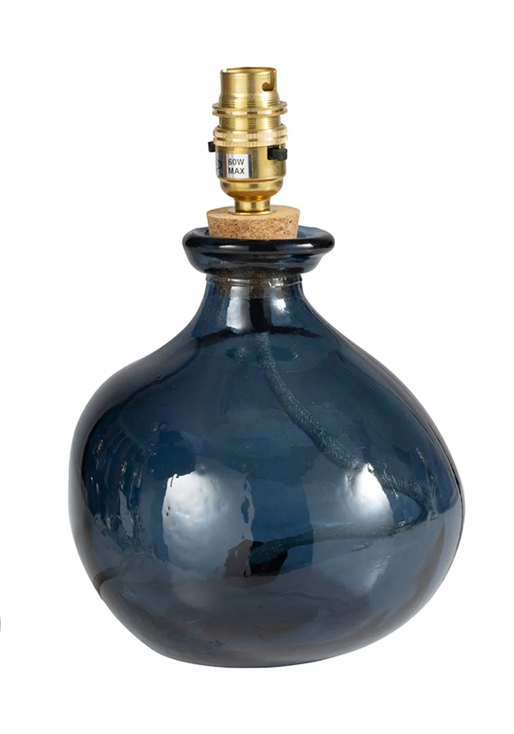 Orb Lamp Base with Brass Fittings - Blue, Glass image