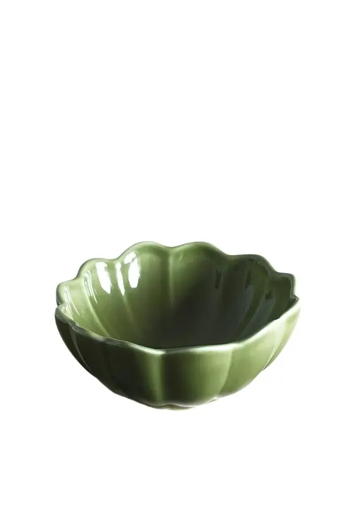 3-Piece Scallop Dip Bowl Set - Green, Ceramic image