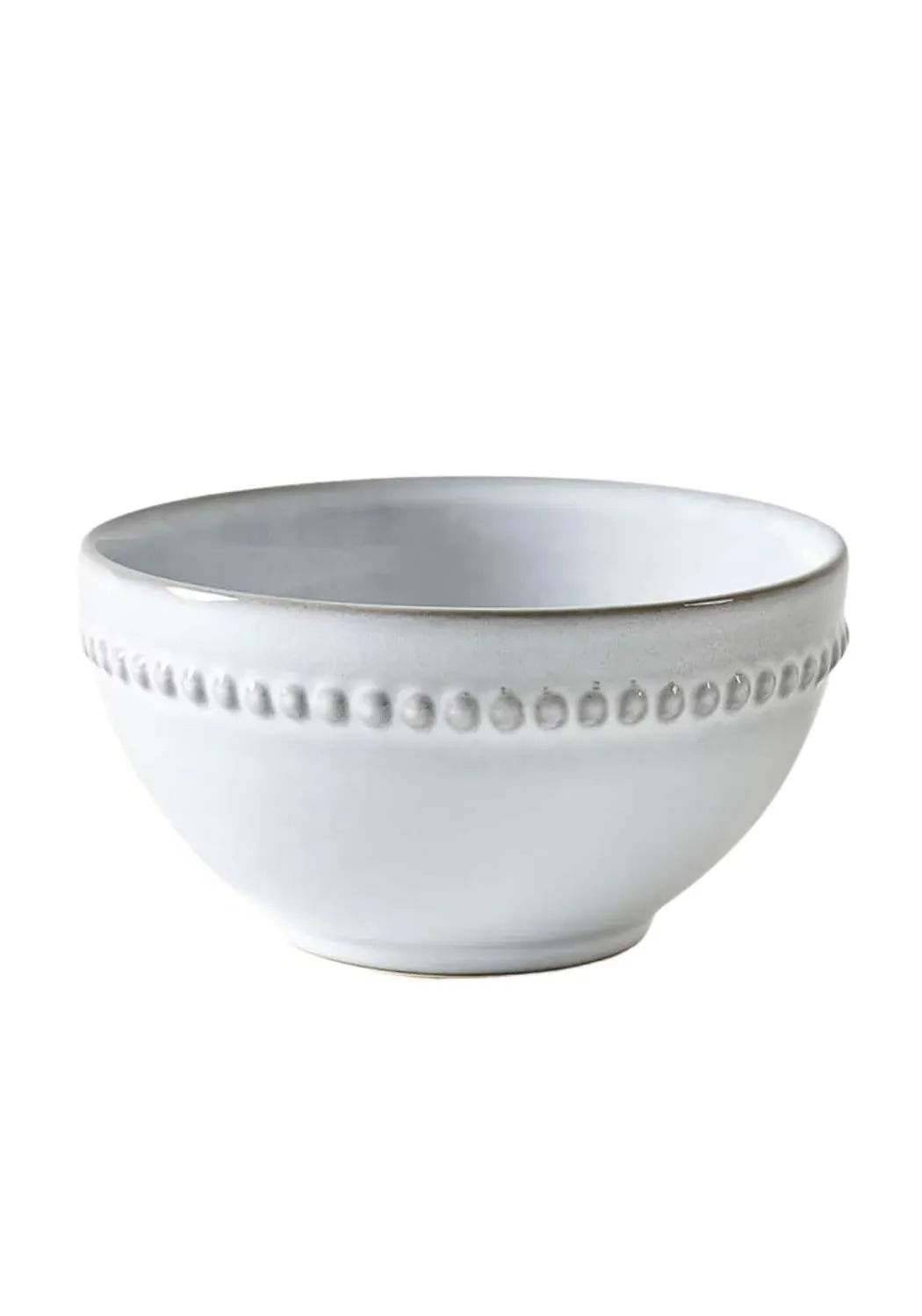 Cereal Bowls with Beaded Edge - White, Ceramic image