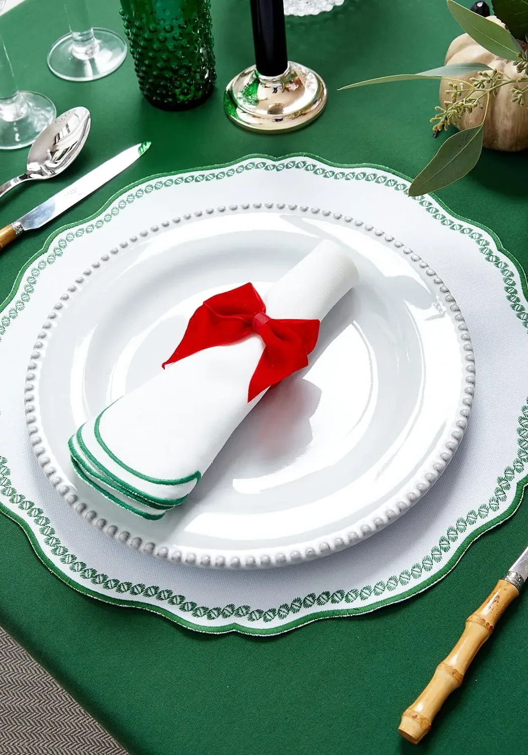 Dinner Plates with Beaded Edge - White, Ceramic