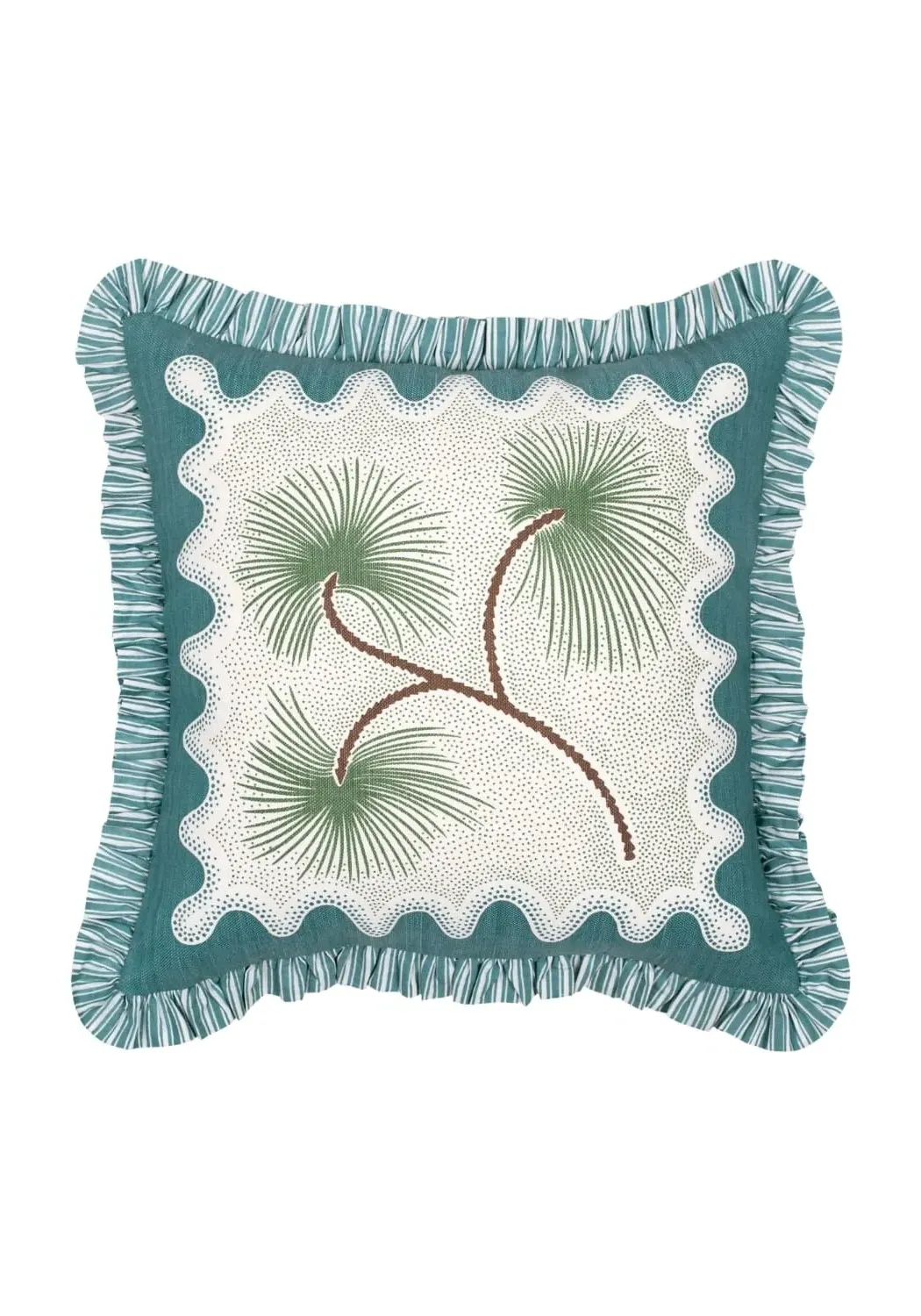 Cushion Cover with Ruffle Border - Blue image