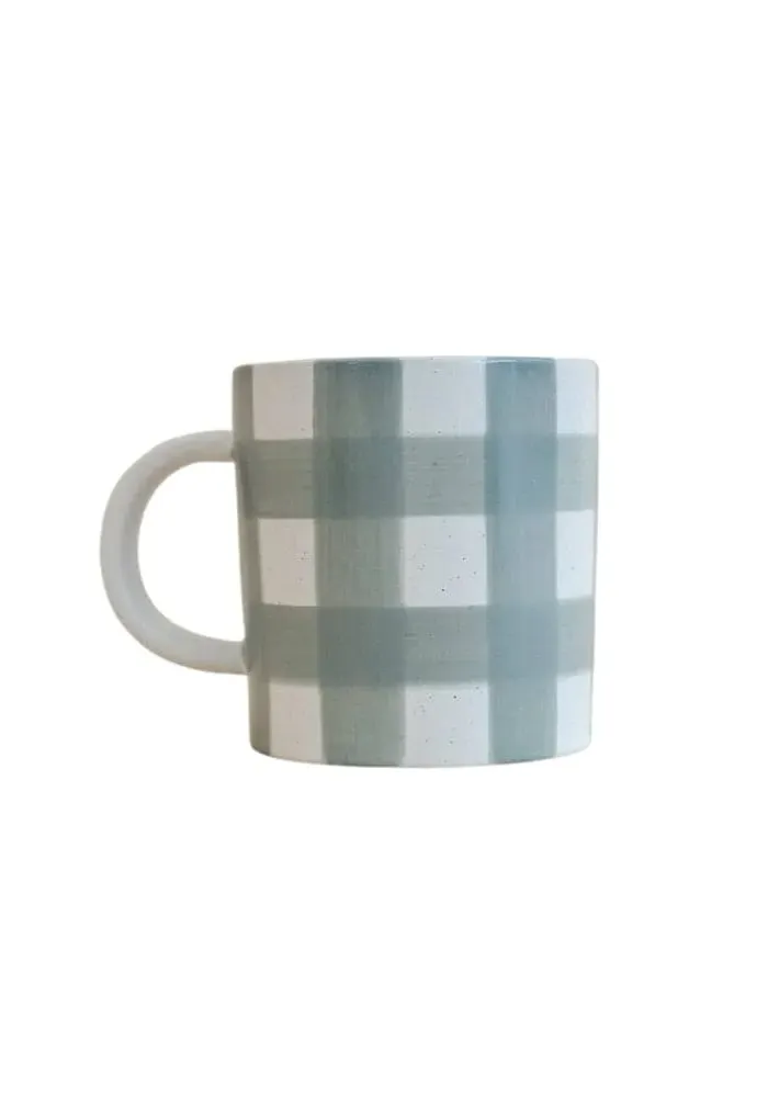 Handcrafted Mug with Check Design - Green image