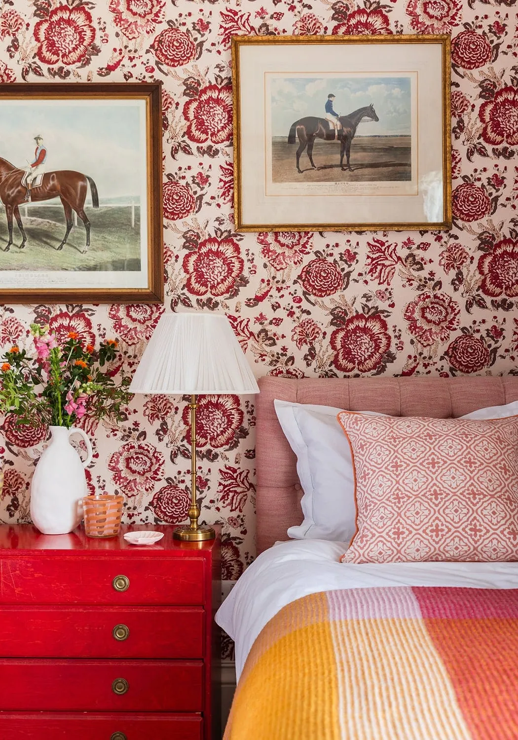 Waffle Blanket Check Pattern - Orange, Wool