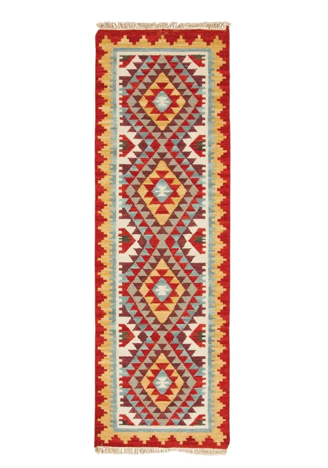 Diamond Runner Rug - Red, Wool image