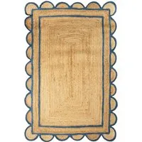 Scallop Border Rug - Blue, Jute alternate view