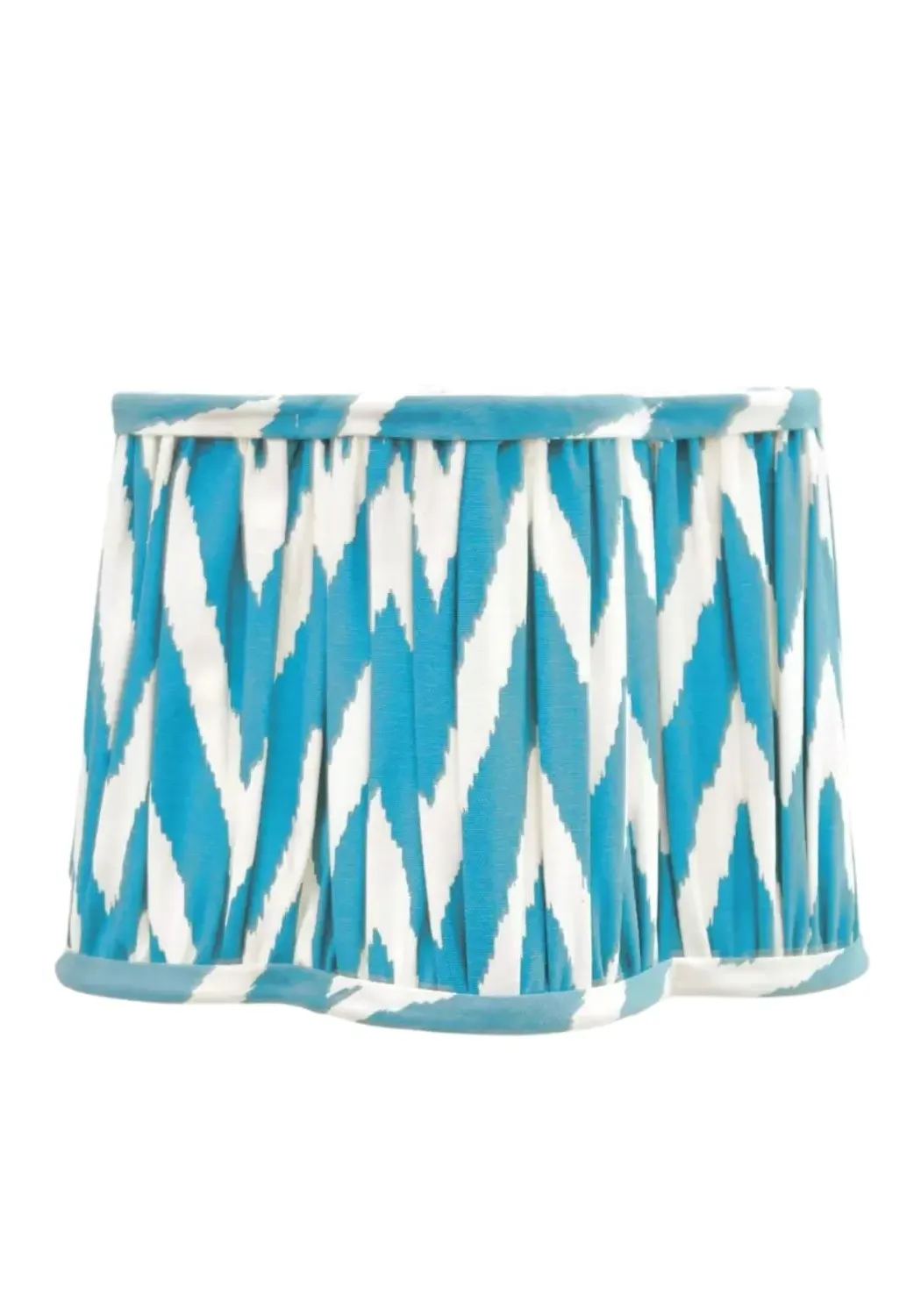 Pleated Lampshade with Ikat Pattern - Blue, Cotton image