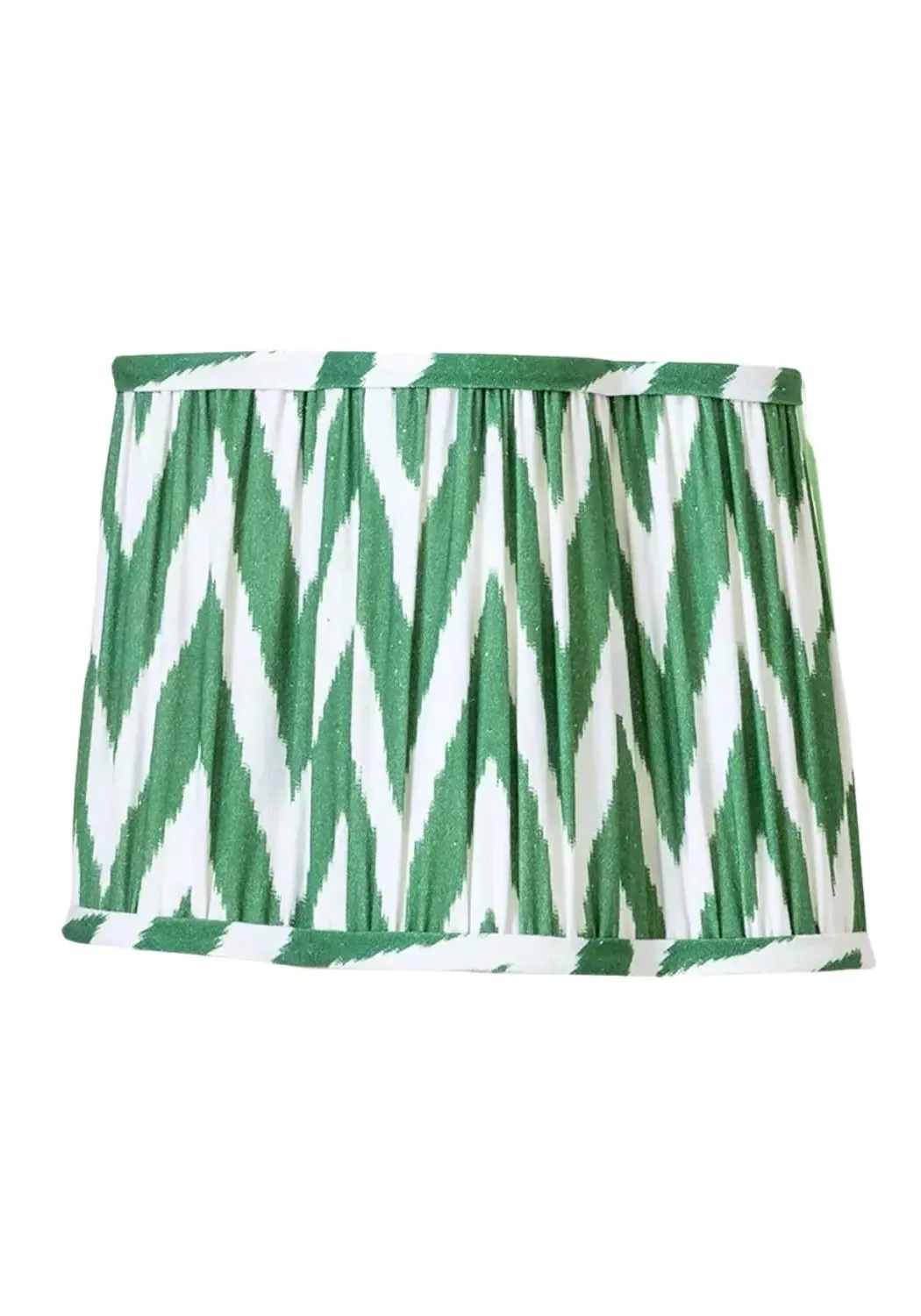 Pleated Lampshade with Scalloped Edge - Green, Cotton