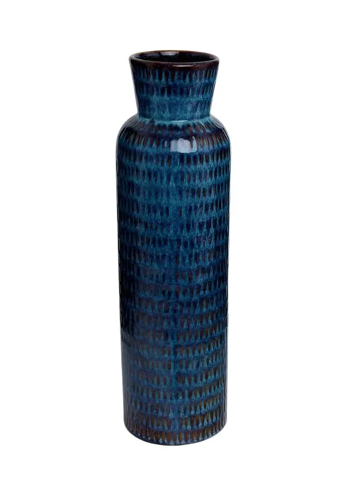 Large Flute Vase - Blue, Hand Crafted image