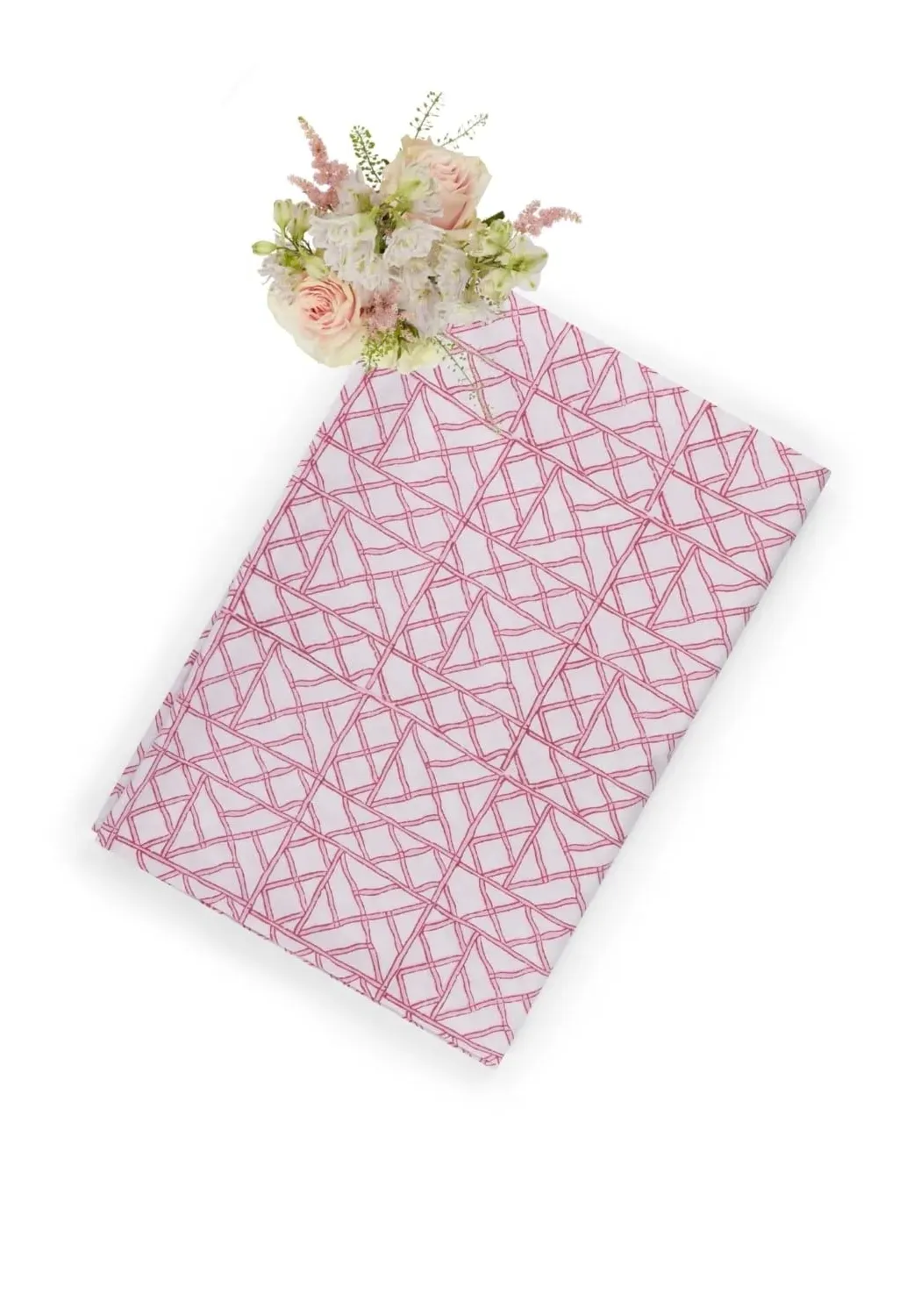 Bamboo Lattice Tablecloth - Pink, Cotton