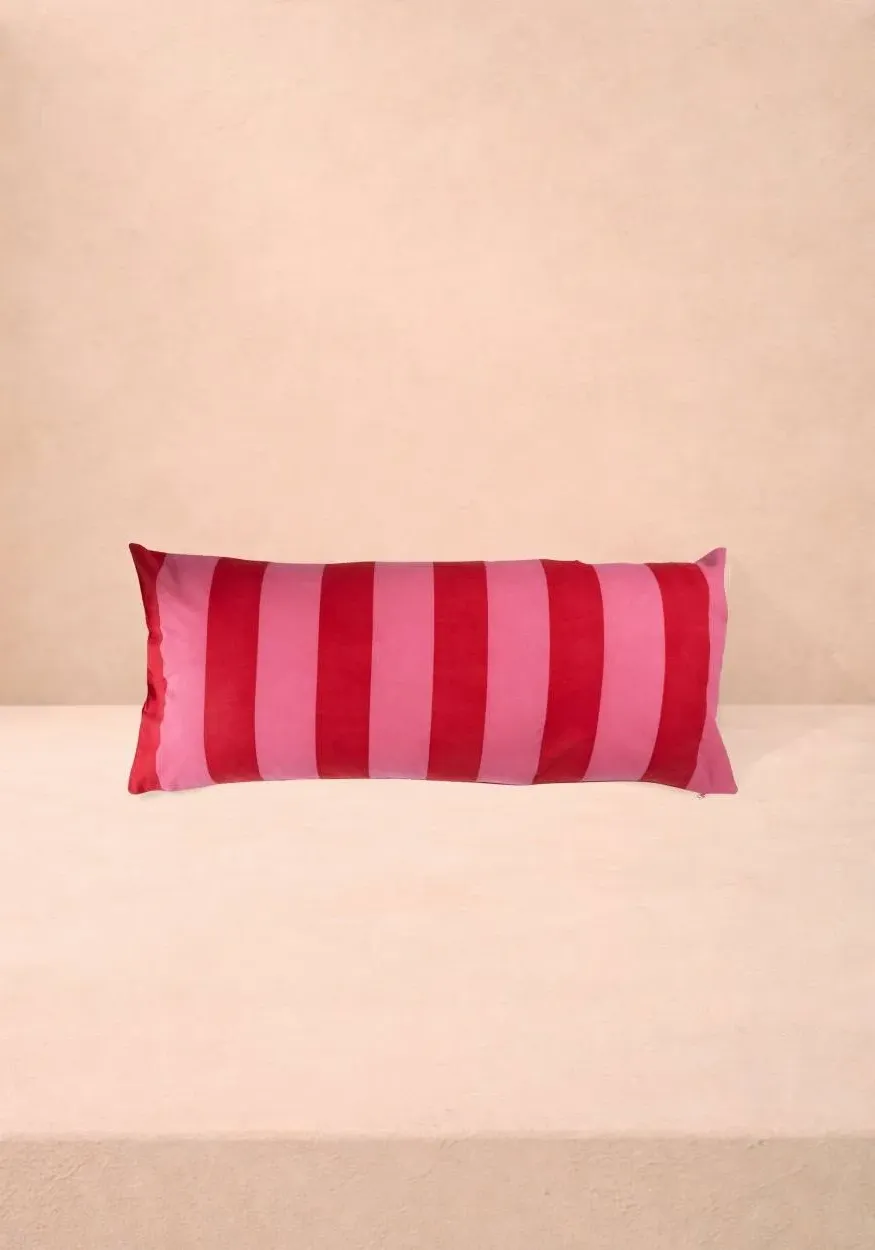 Poppy Raspberry Cabana Stripe Long Lumbar Cushion Cover - Pink product