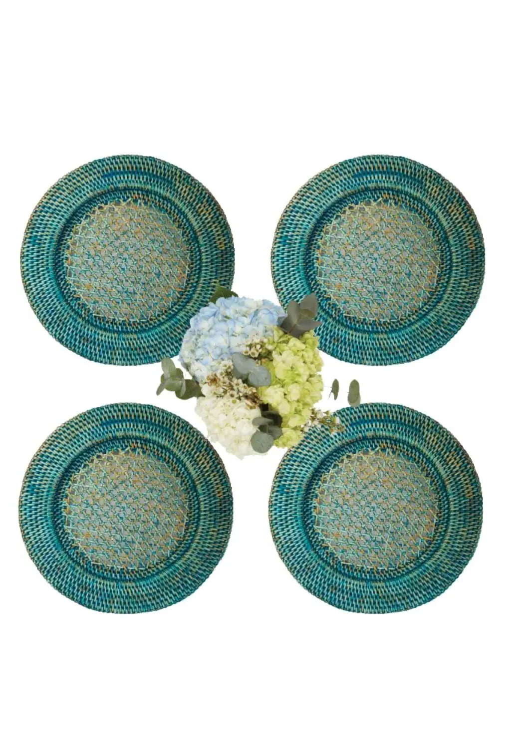 4-Piece Charger Plate Set - Blue, Rattan image