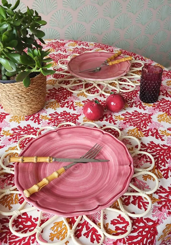 4-Piece Placemat Set - White, Rattan