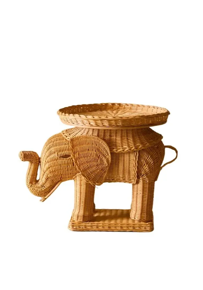 Rattan Elephant Side Table - Natural product