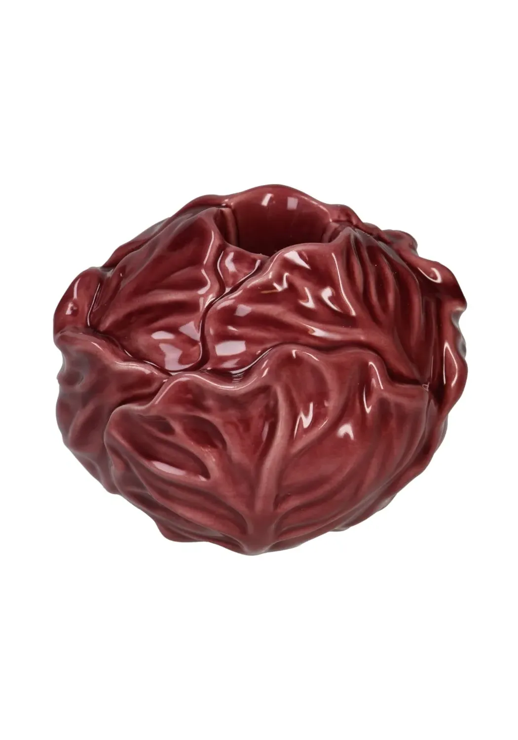 Cabbage Candle Holder - Maroon, Ceramic