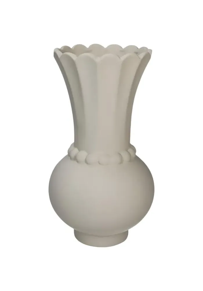 Decorative Vase with Bobbin Accent - White image
