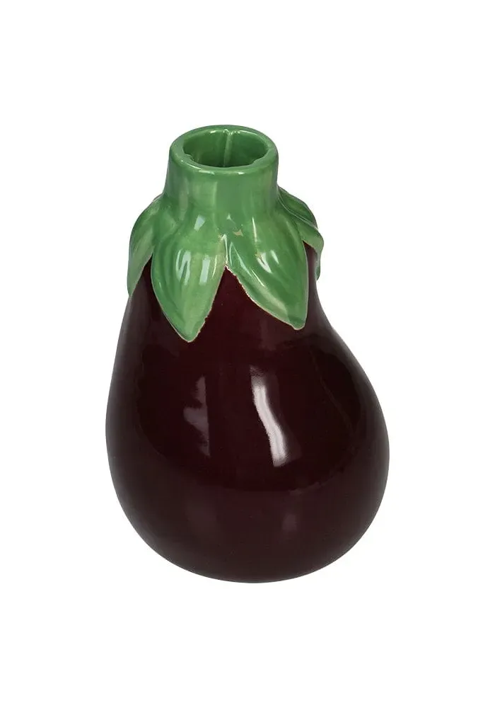Eggplant Candle Holder - Purple, Earthenware