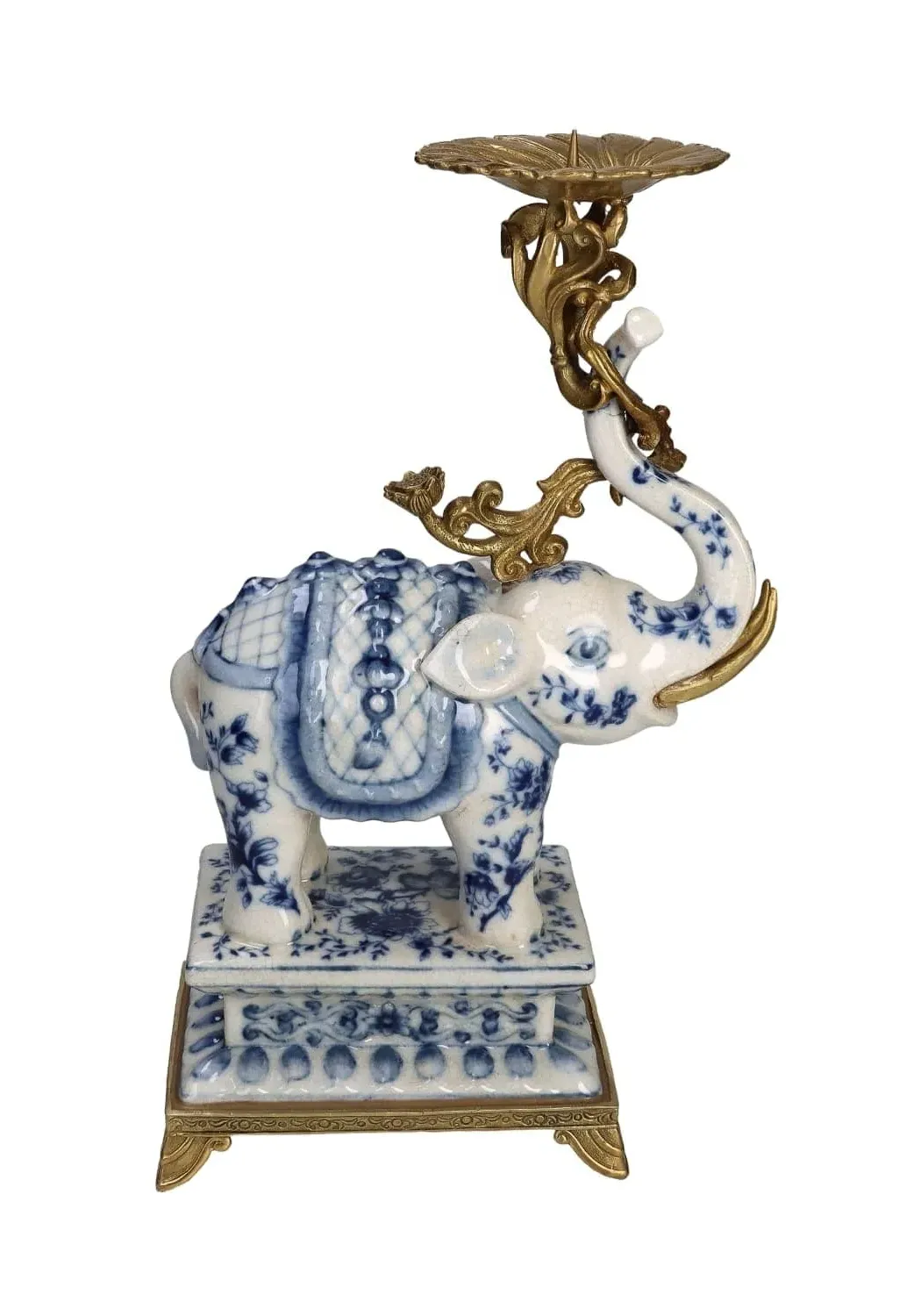 Elephant Candle Holder - Blue, Porcelain image