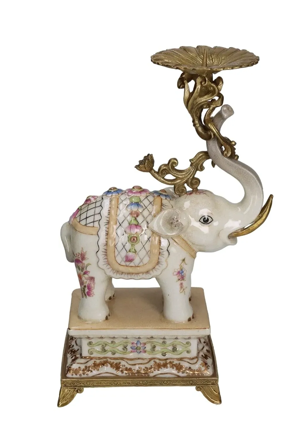 Elephant Candle Holder - White, Porcelain