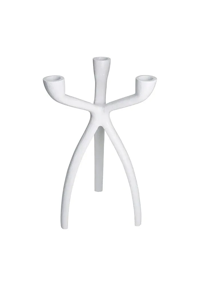 Large 3-Armed Candleholder - White