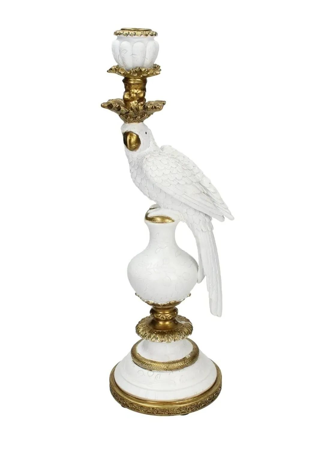 Parrot Candle Holder - White, Gold image