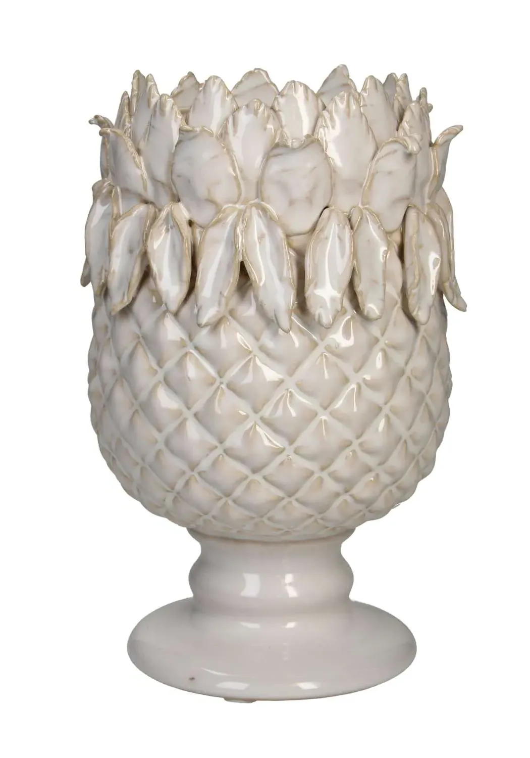 Pineapple Vase Hand Crafted - White, Stoneware image