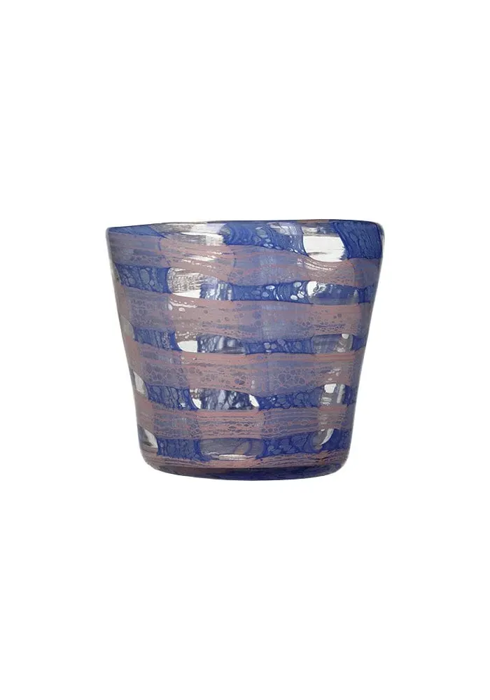 Round Candle Holder Dual Purpose - Blue, Glass