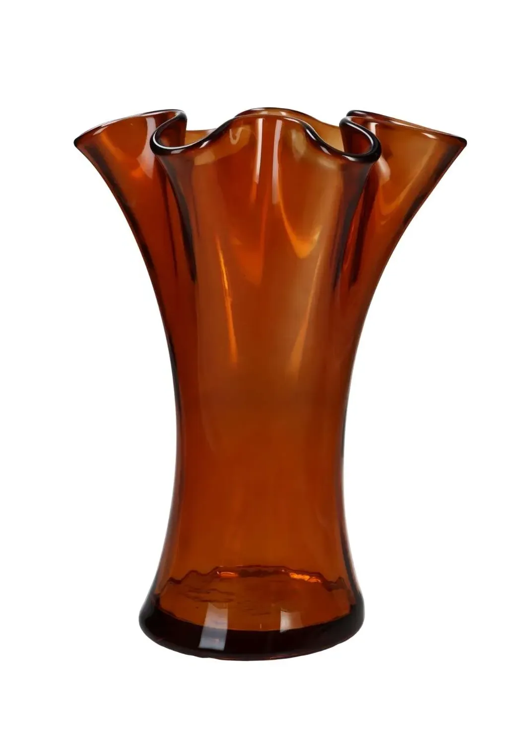 Scalloped Top Vase - Brown image