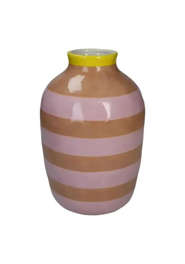 Striped Vase - Pink, Clay image